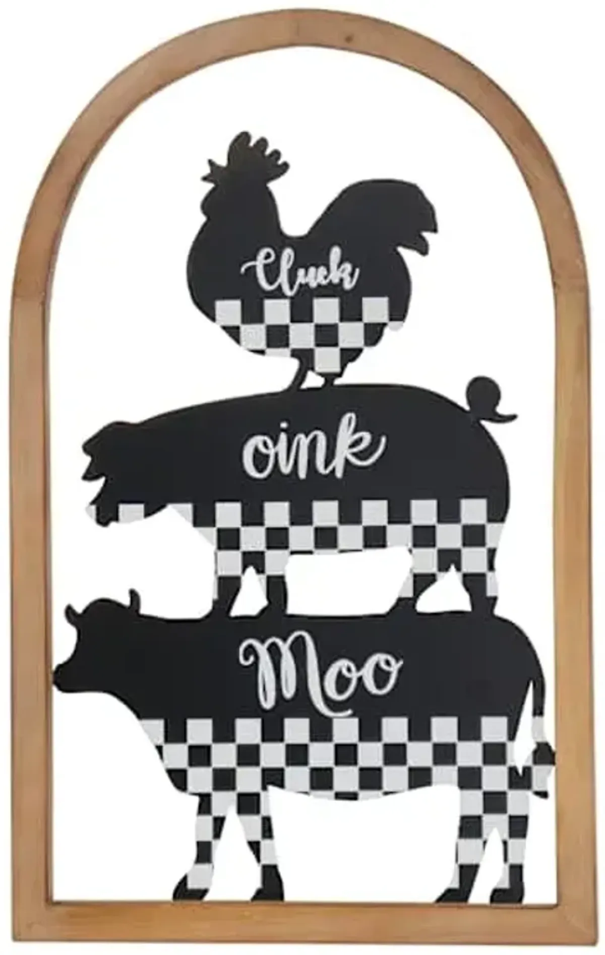 Cluck, Oink, Moo Metal Wall Sign, 12x20
