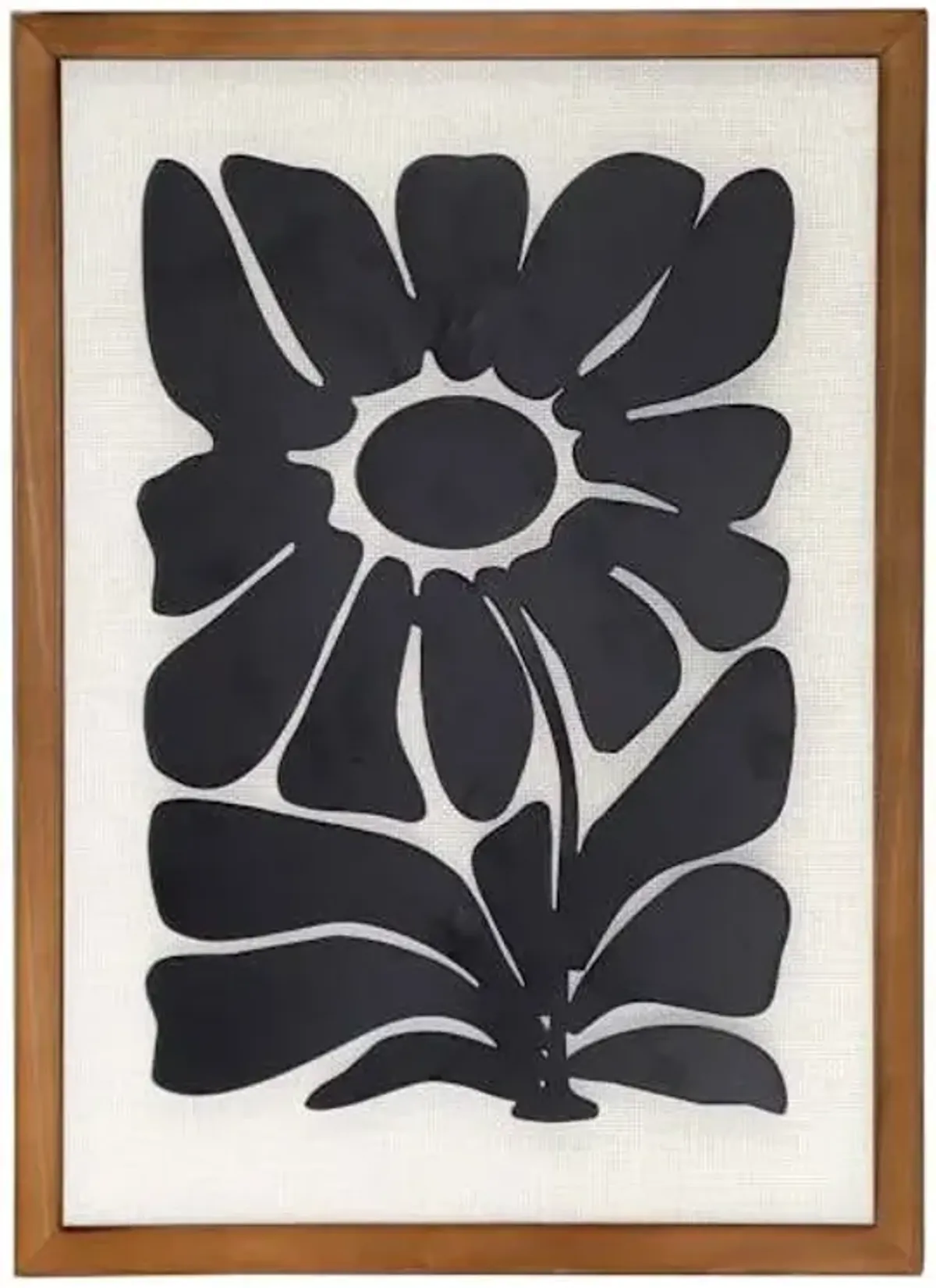 Framed Wooden Metal Flower, 16x21