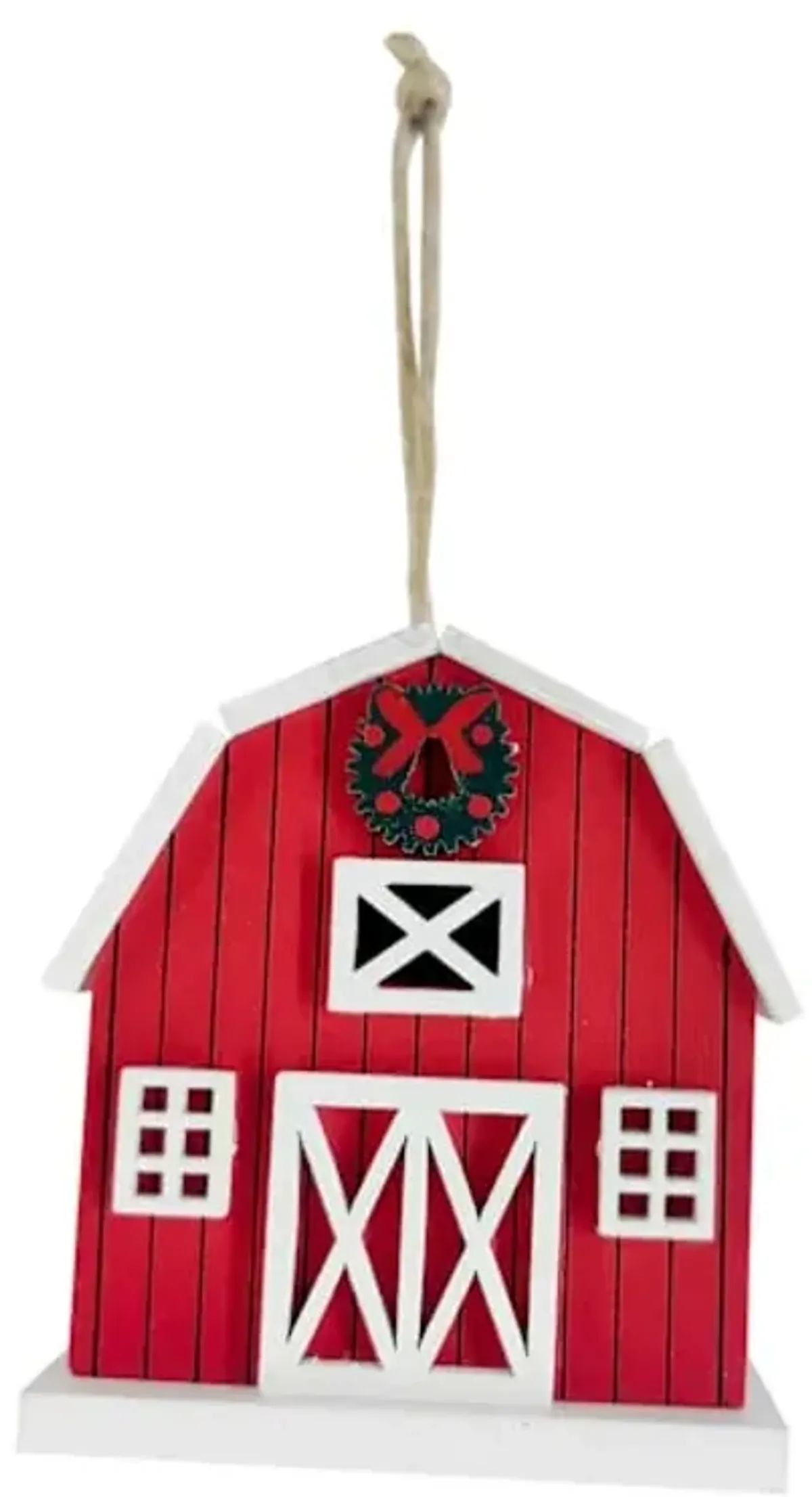 Wooden Barn Ornament, 3.3"