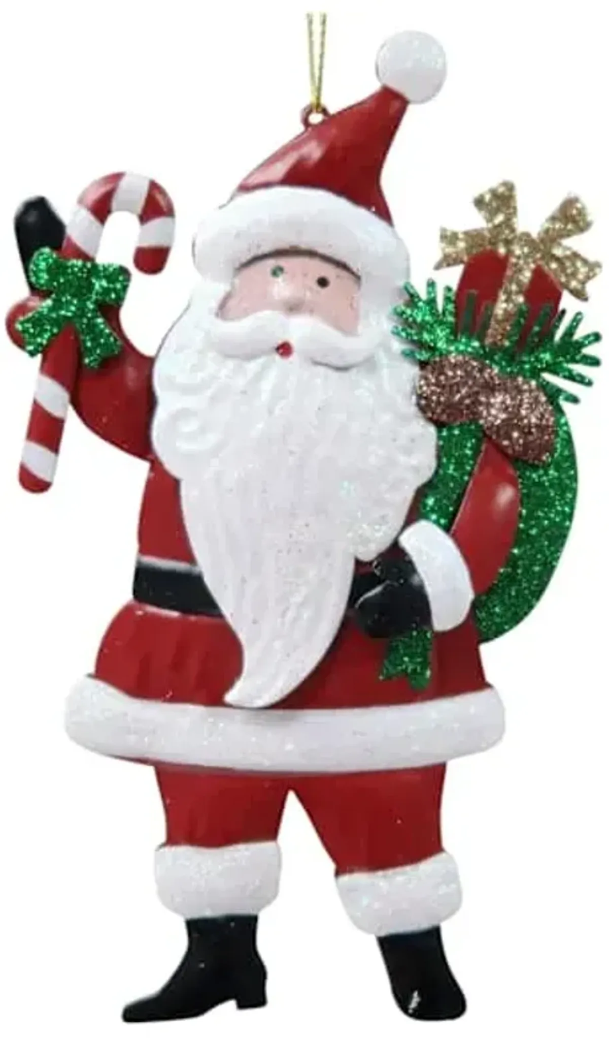 Metal Santa with Gift Bag Ornament, 5.1"