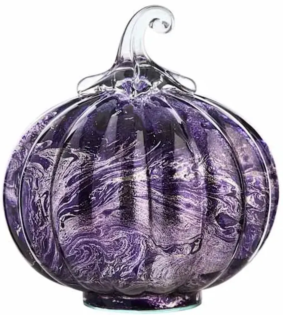 Marble Finish Pumpkin with Black, Purple & Silver Glitter