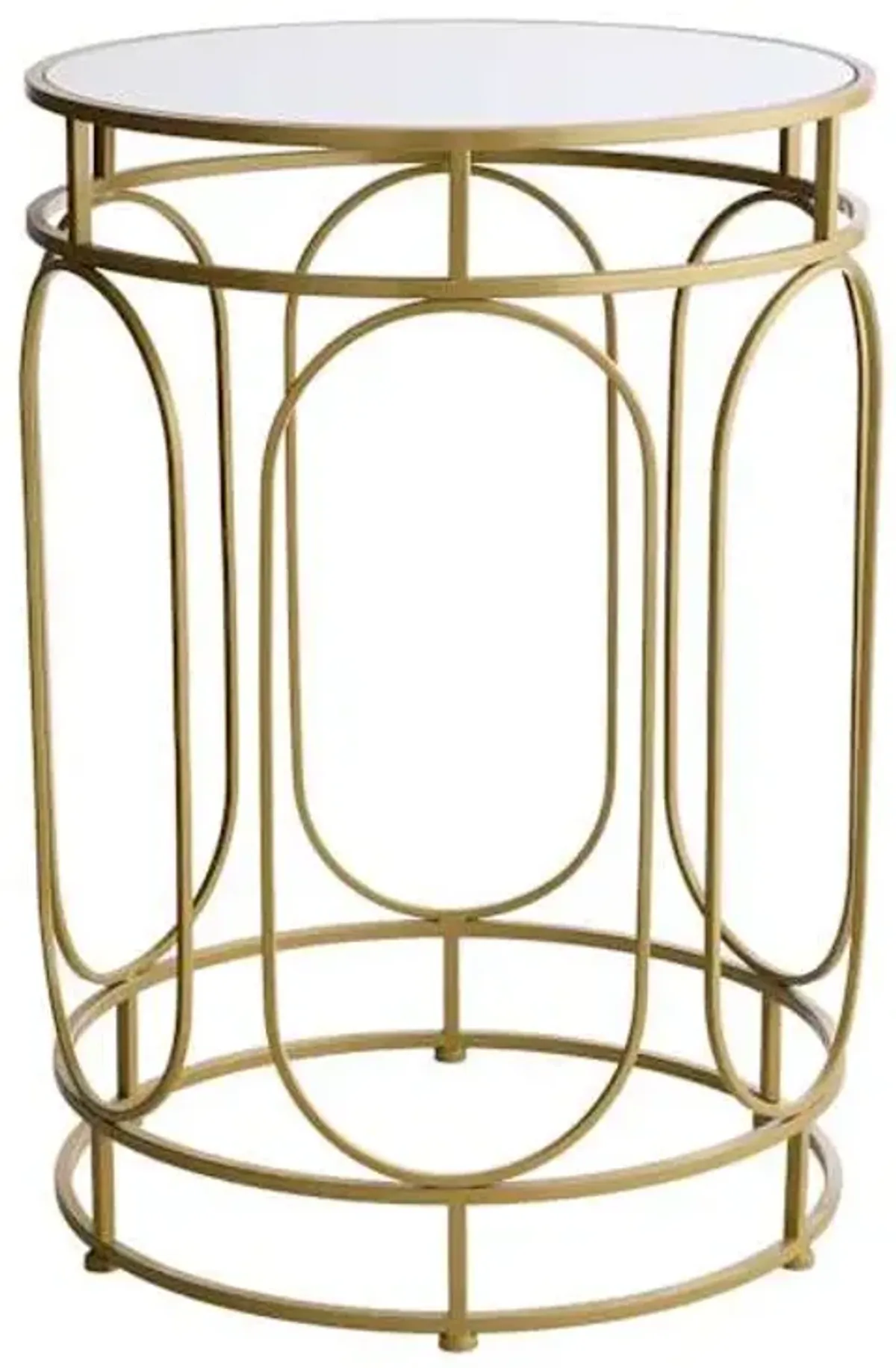 Providence Abby Mirrored Drum Accent Table, Gold