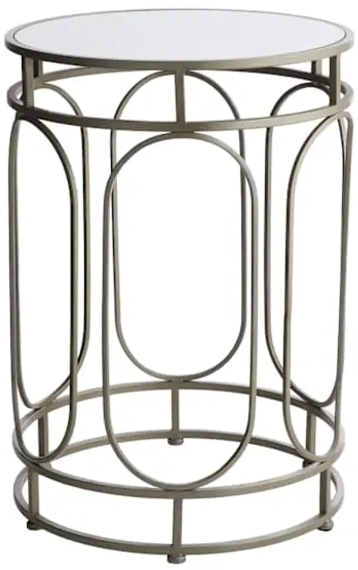 Providence Abby Mirrored Drum Accent Table, Silver