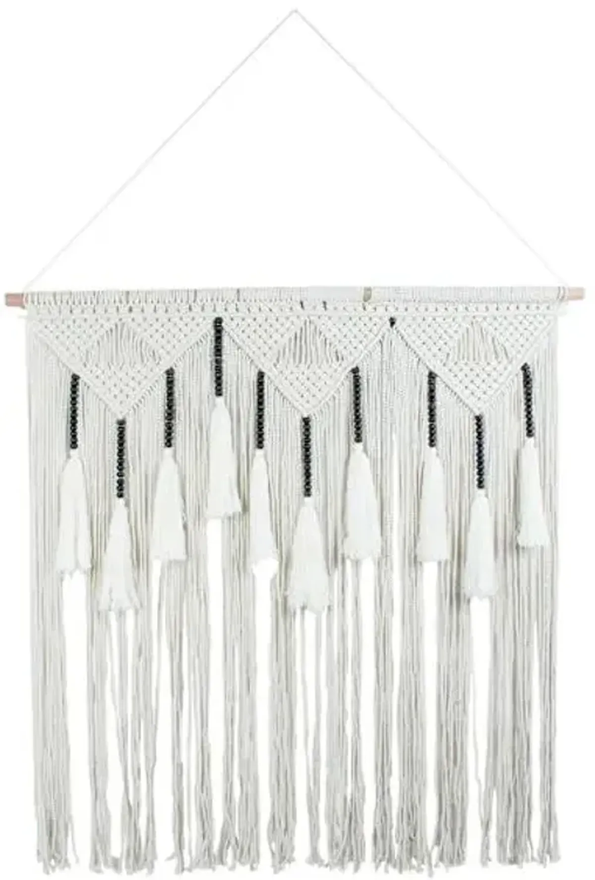 Macrame with Brown Wooden Beads Wall Décor, 40"