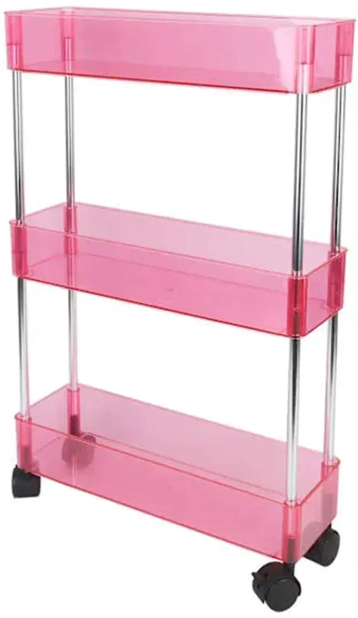 3-Tier Narrow Storage Cart, Dark Pink