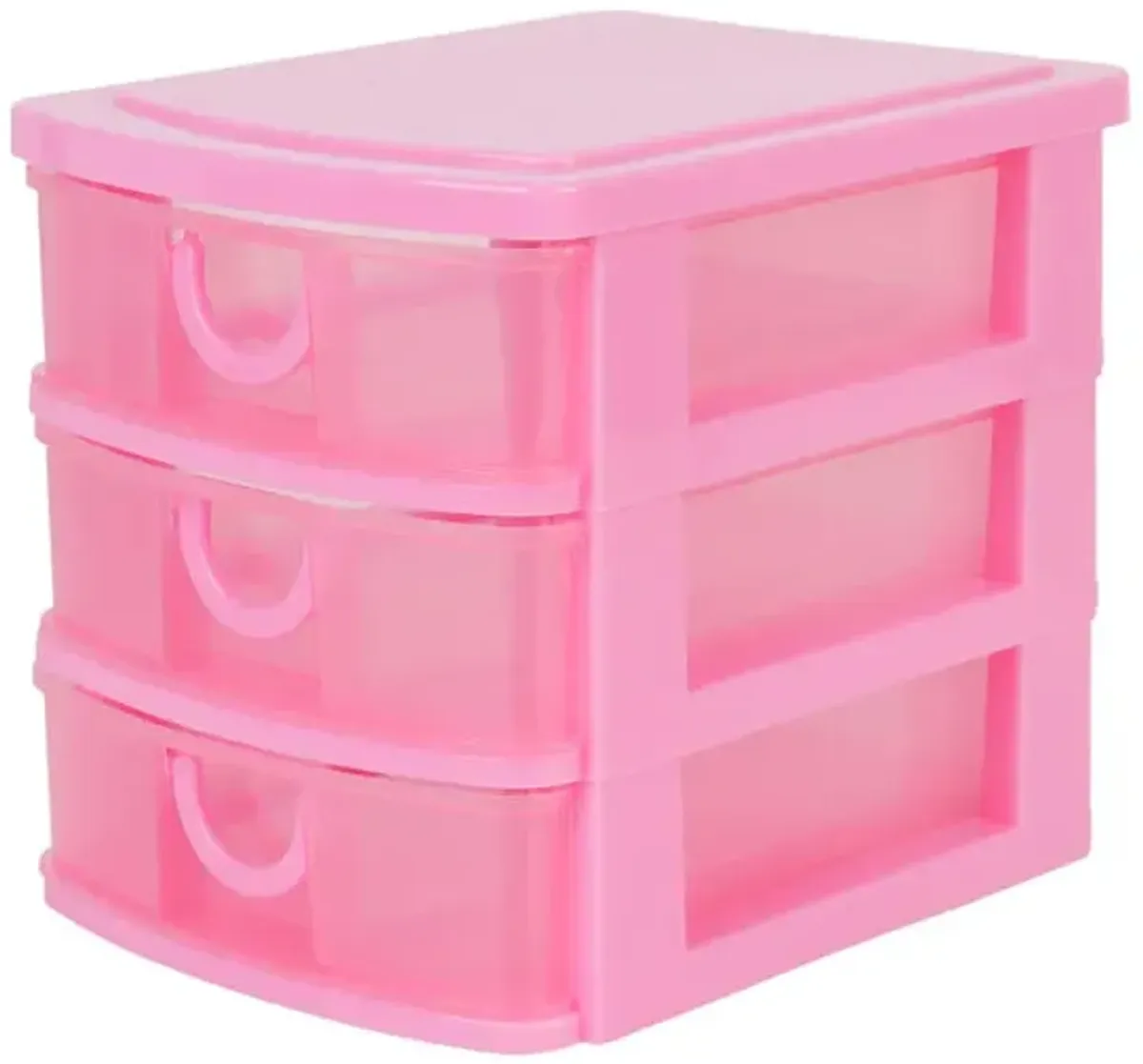 3-Drawer White & Tint Pink Mini Storage Organizer