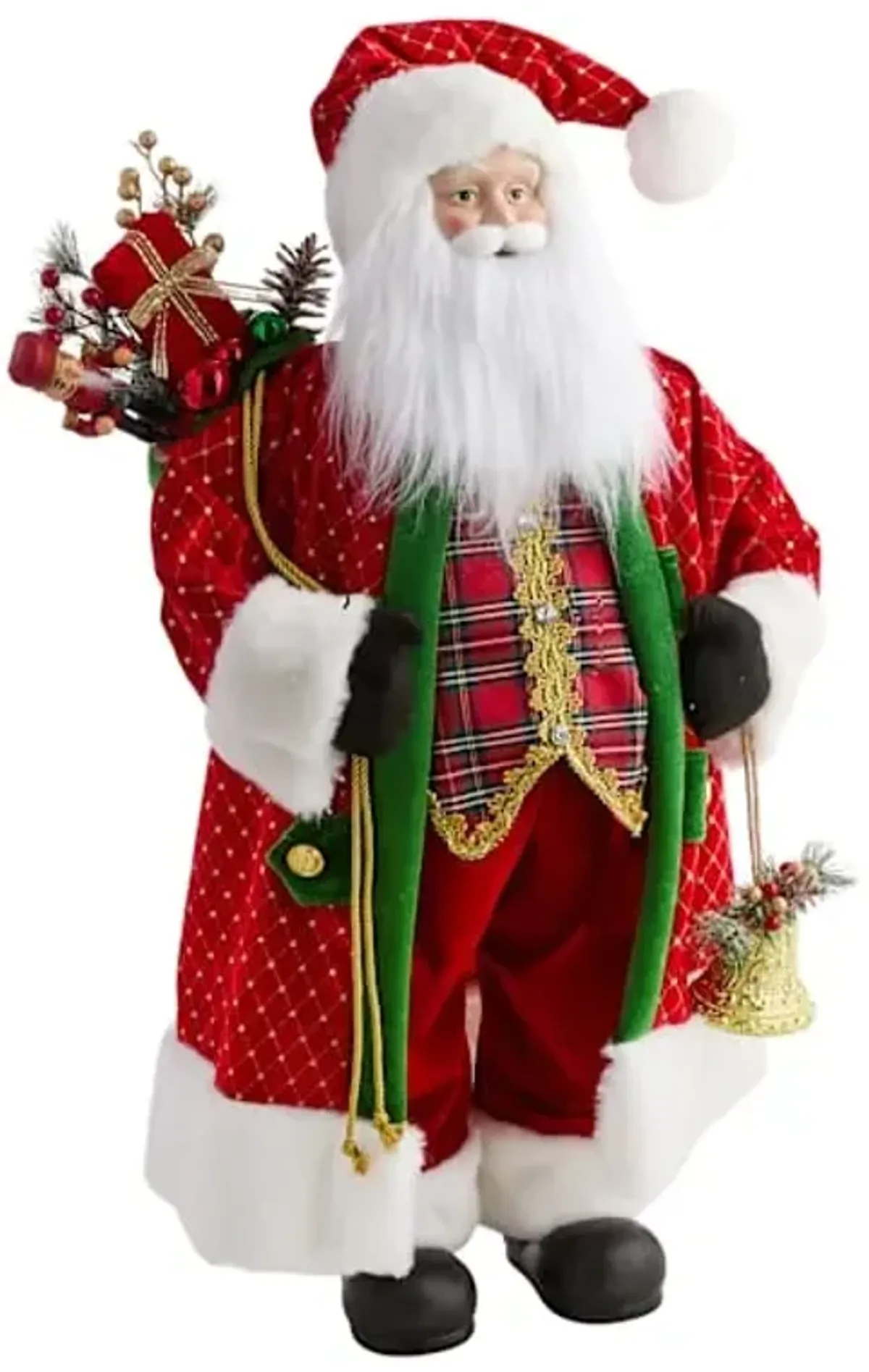Porcelain Head Santa with Bell, 36"