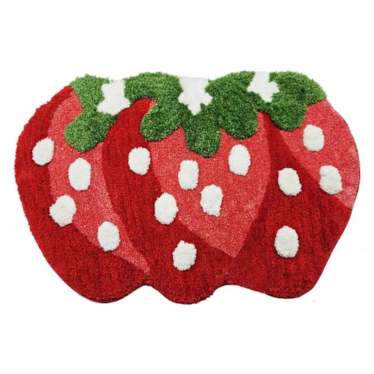 Red Stawberries Trio Shaped Bath Rug, 20x30