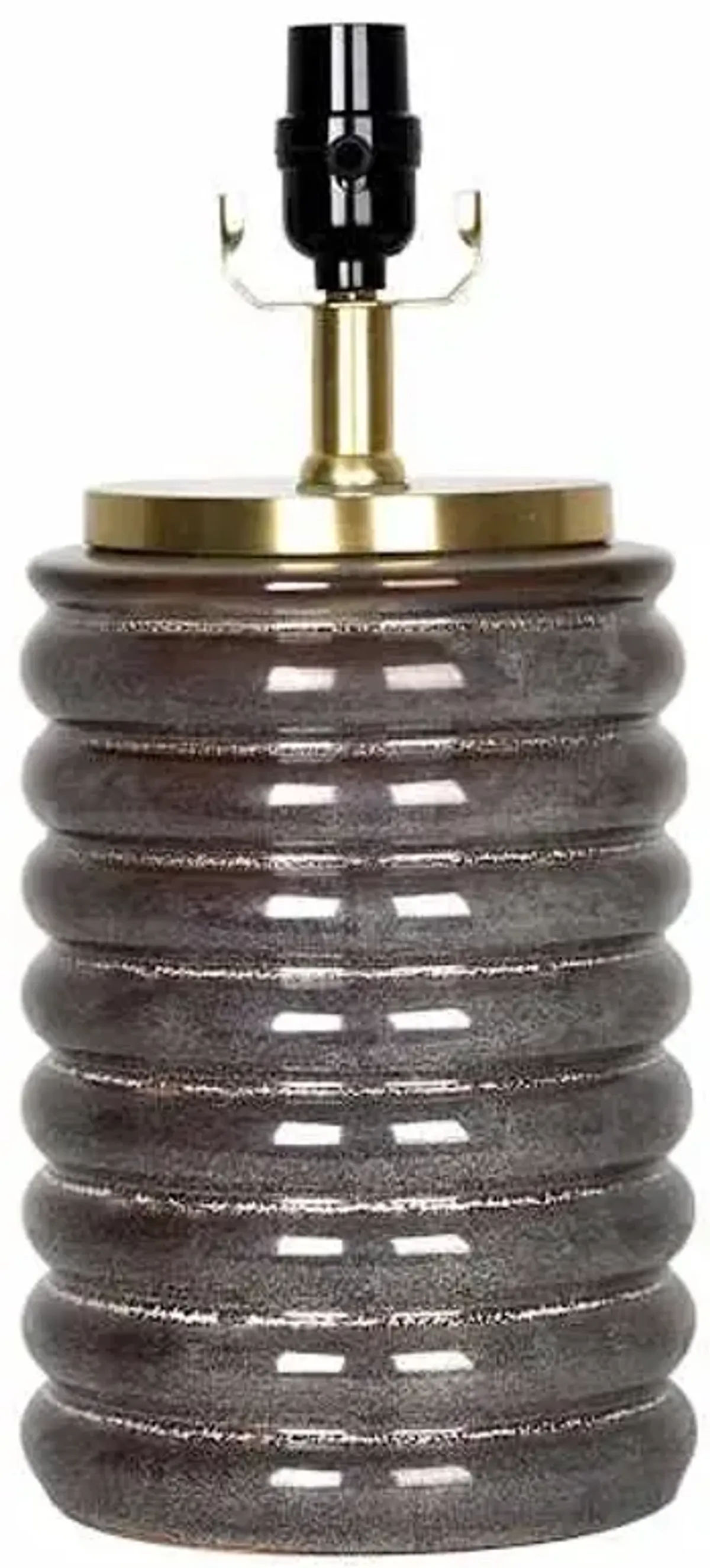 Brown Ceramic Stacked Column Small Lamp Base, 16"