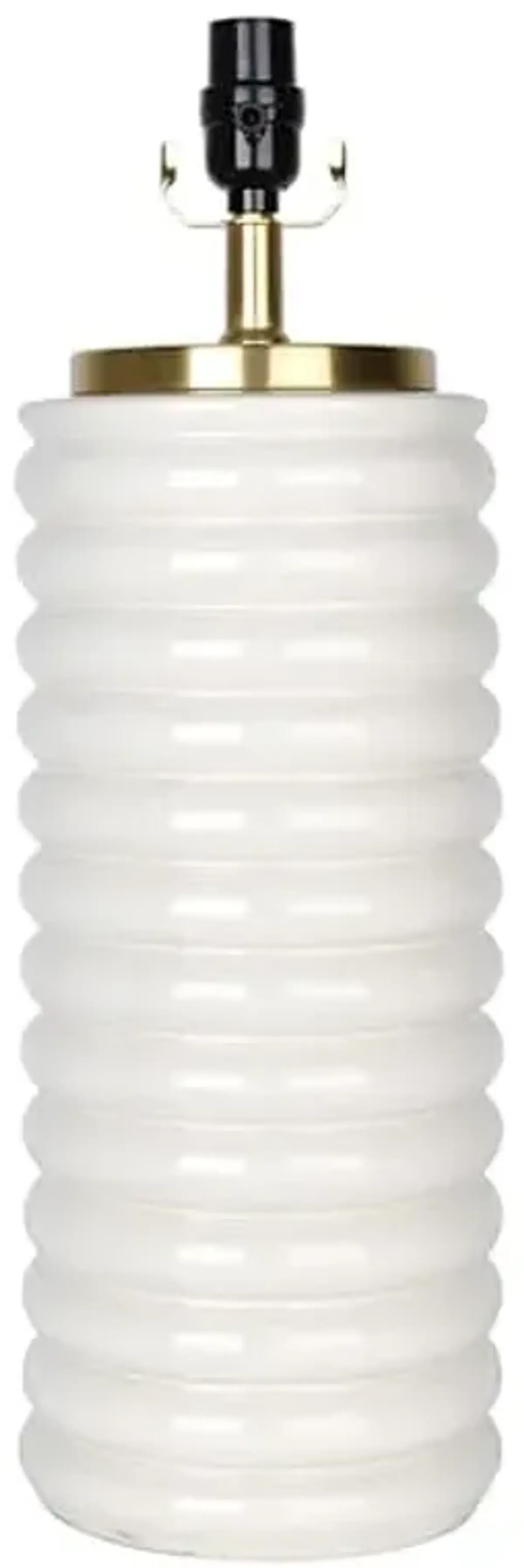 Off White Ceramic Stacked Column Medium Table Lamp Base, 21.5"