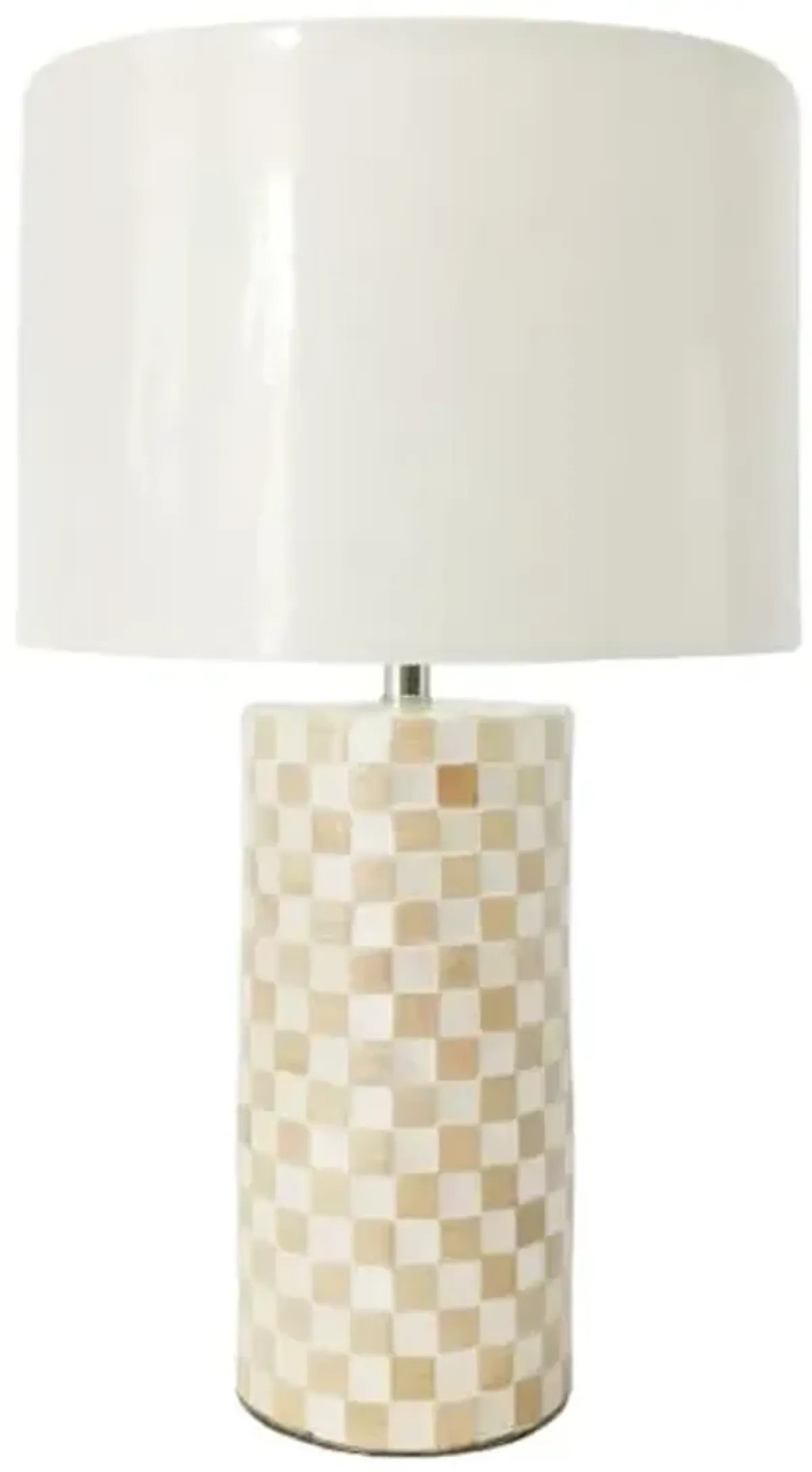 Neutral Multi Capiz Wood Small Lamp with Shade, 18.7"