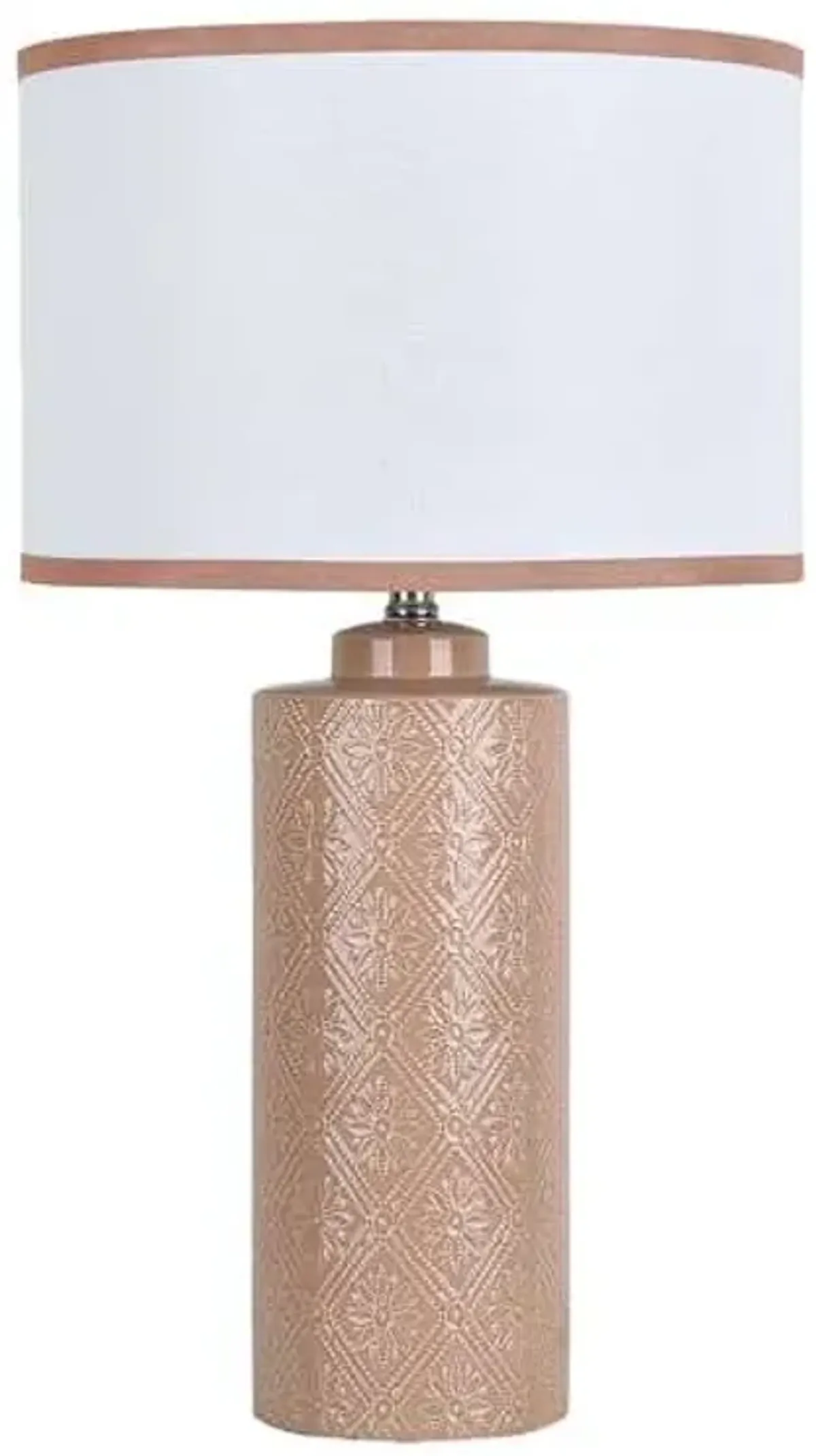 Floral Embossed Ceramic Lamp with Shade, 26"