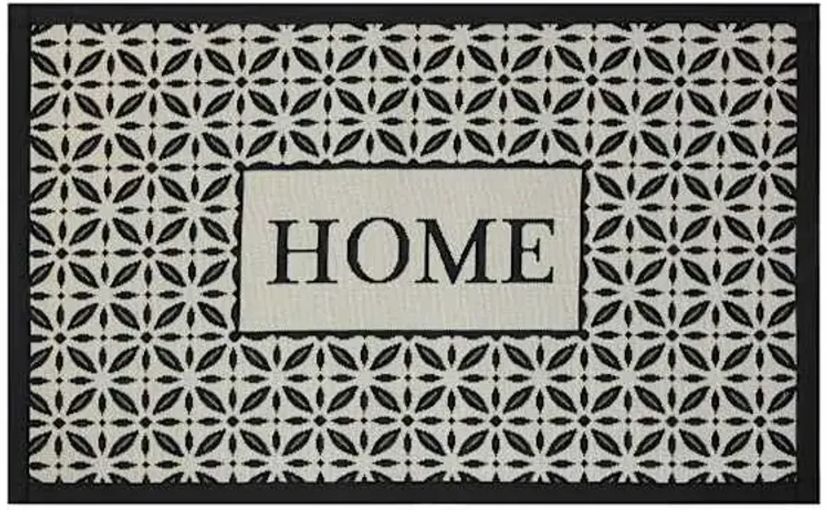 Home Black & White Tile Puffback Kitchen Mat, 12x34