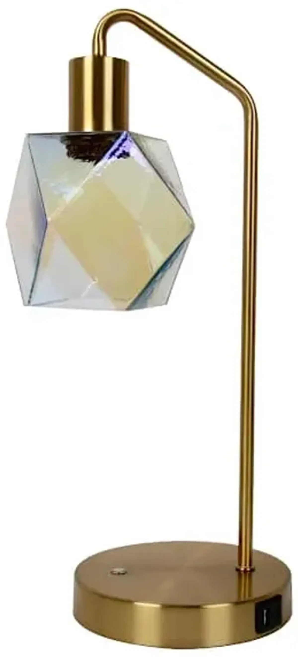 Metal Task Lamp with USB and Iredescent Geo Shade, 19"