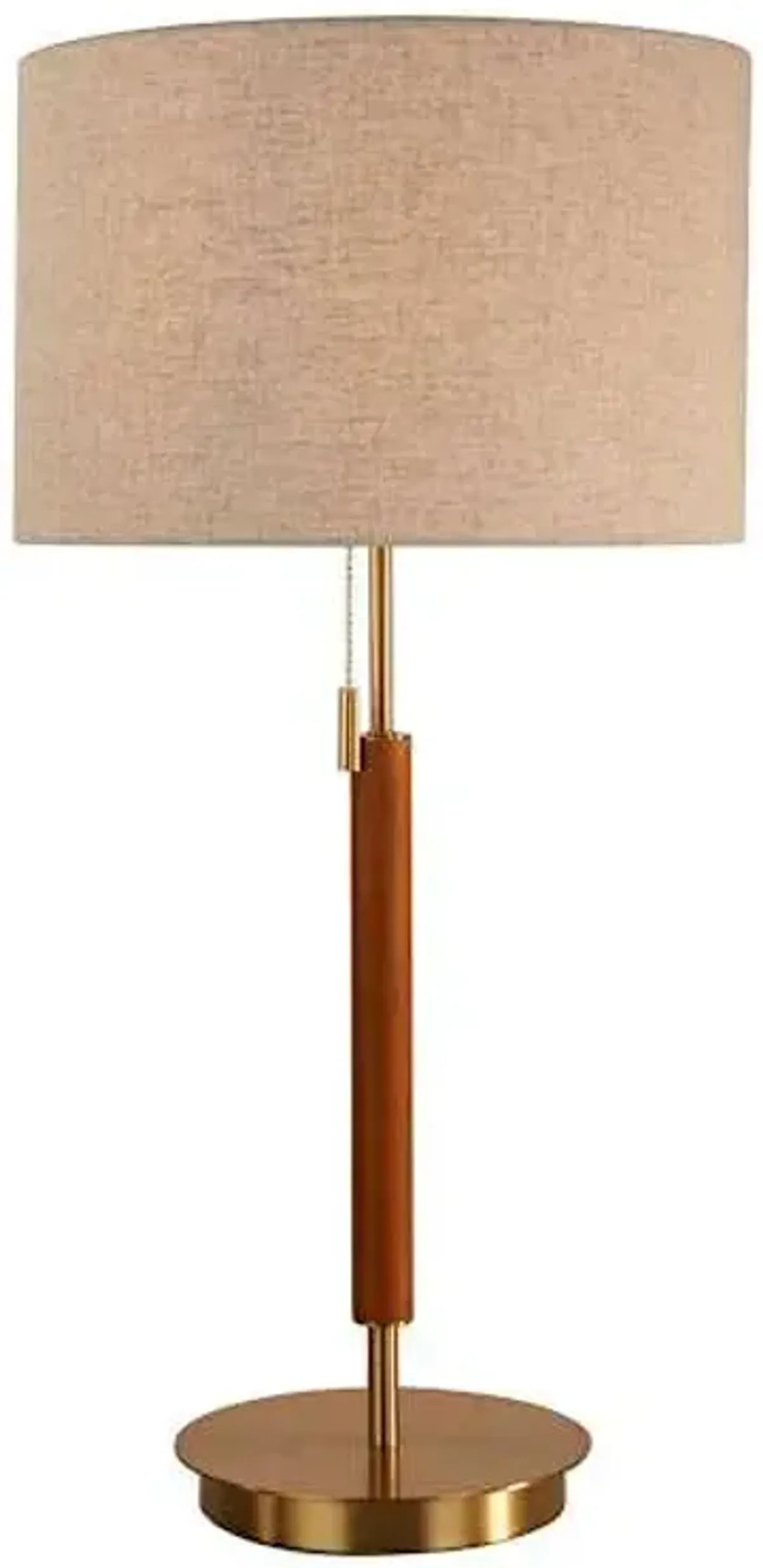 Brown Wood & Metal Medium Lamp with Shade, 28"
