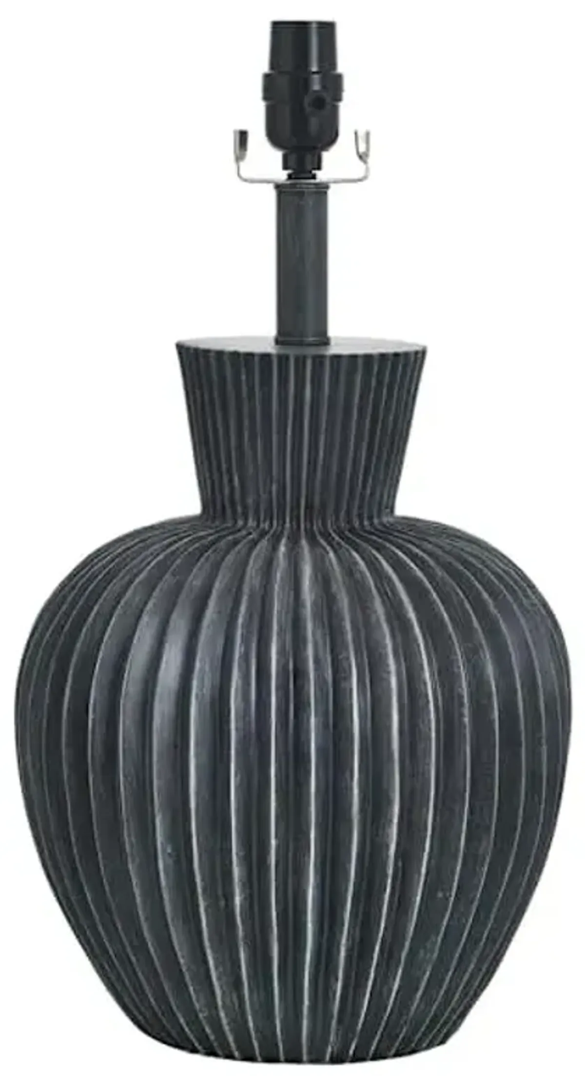 Black Resin Fluted Medium Table Lamp Base, 18.5"
