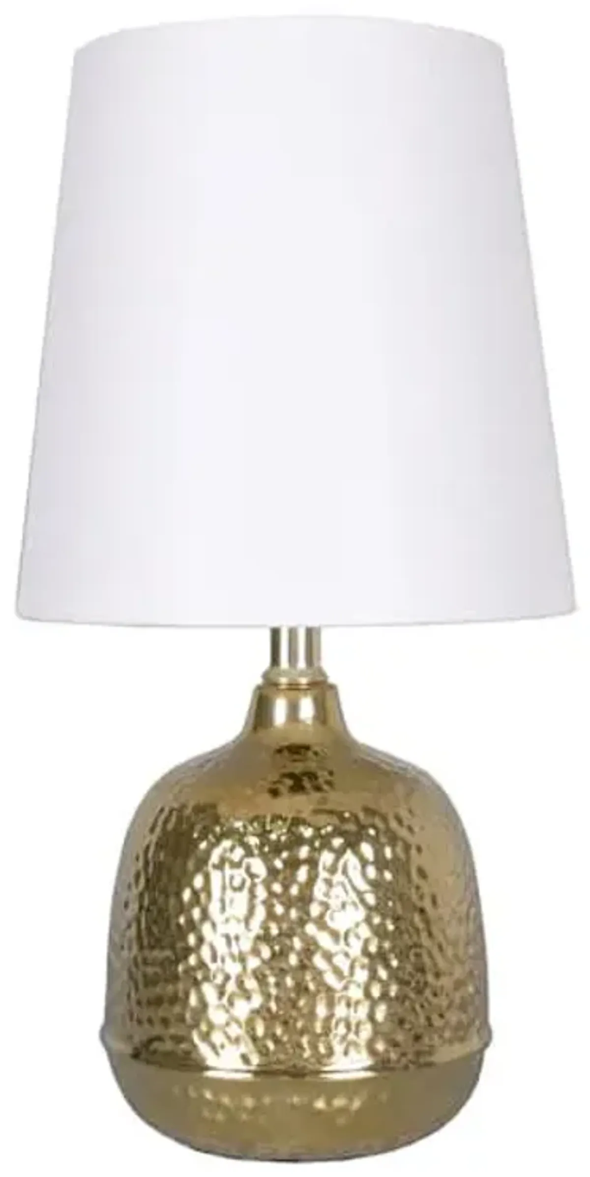 Gold Metal Hammered Mini Lamp with Shade, 12.5"