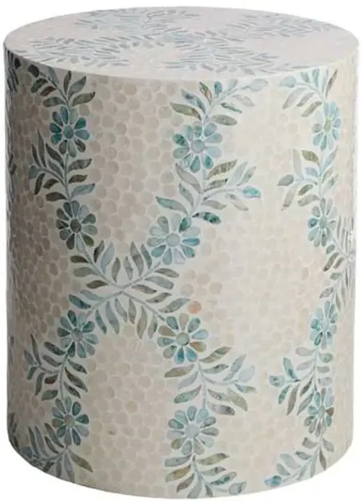 Floral Mother of Pearl & Capiz Accent Table, White