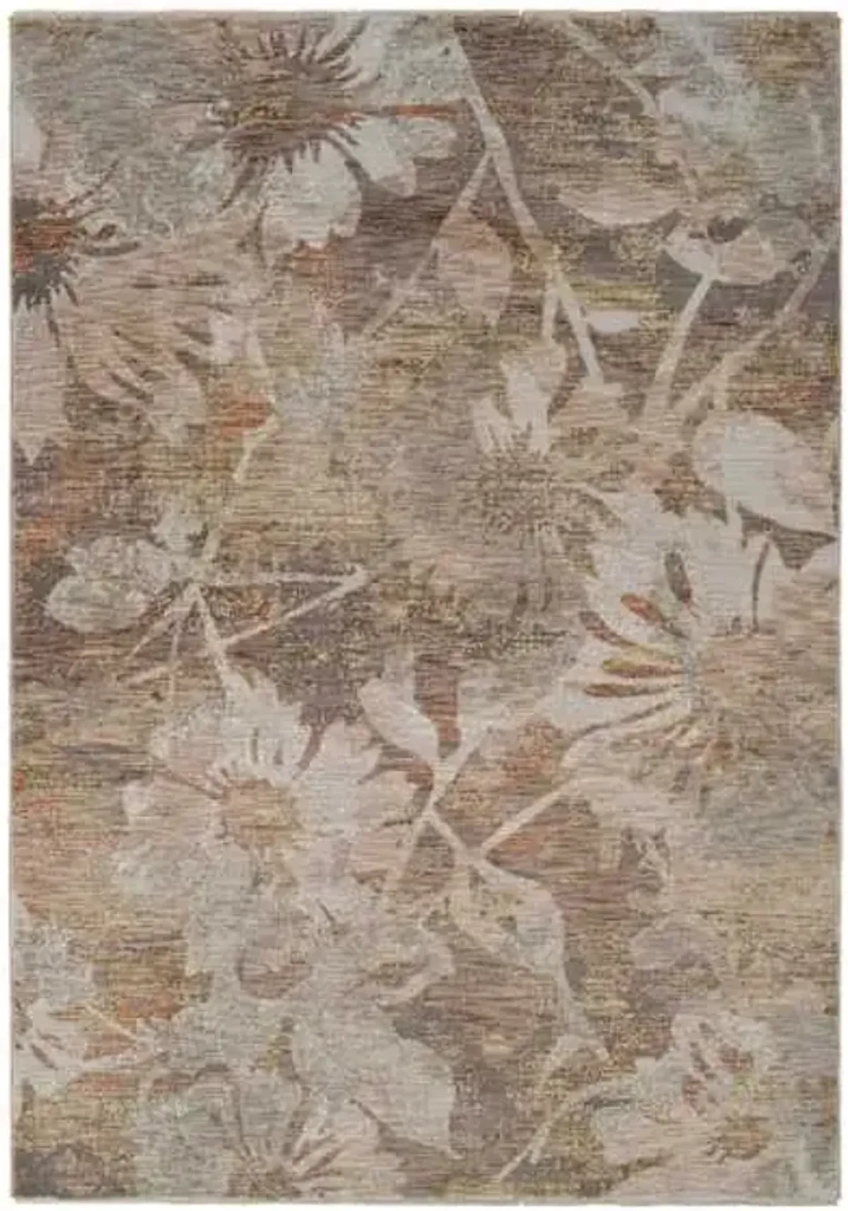 (A540) Diaz Beige Floral Area Rug, 5x7