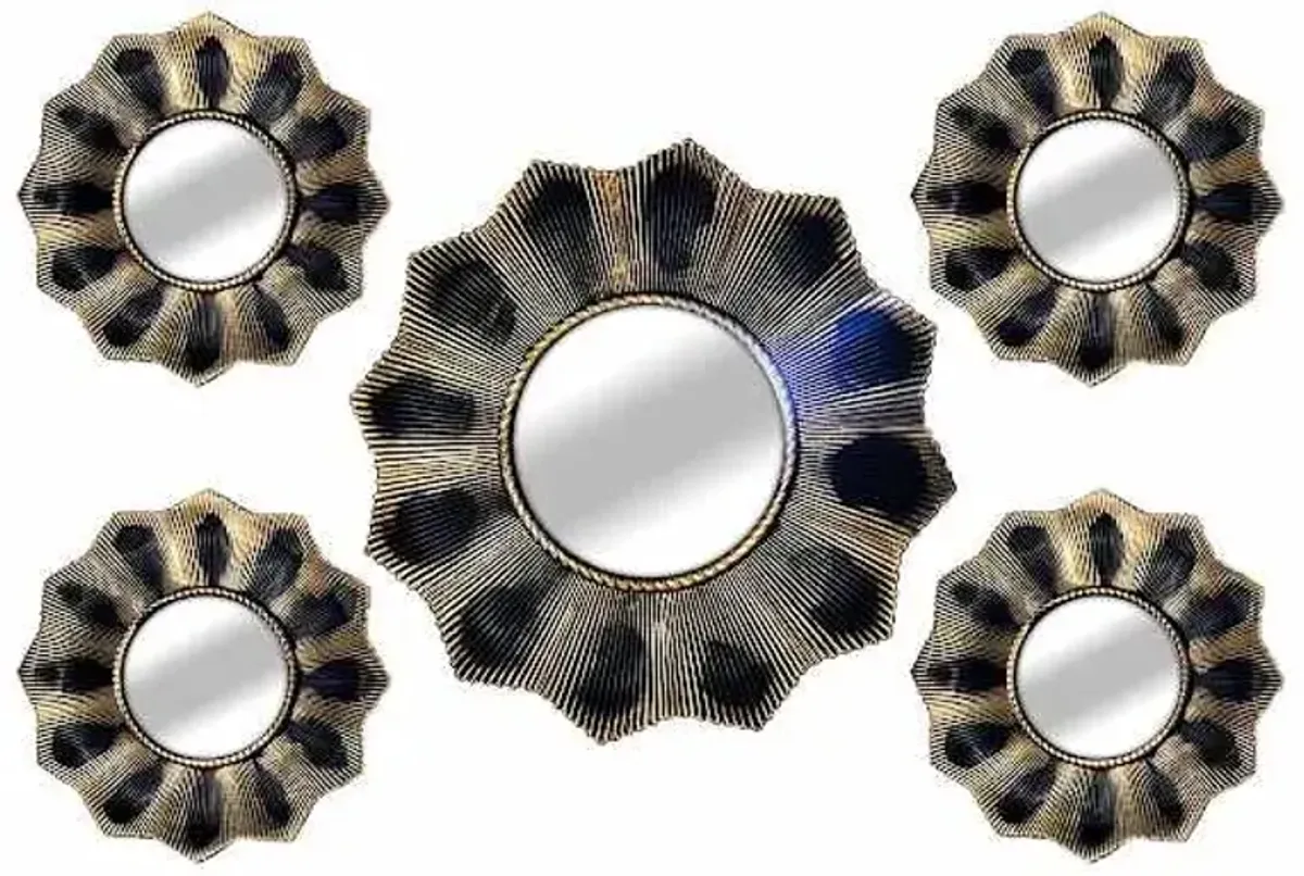 5-Piece Gold Wave Mirror Set