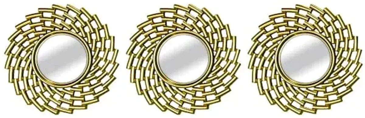 3-Piece Mirror Set Modern Swirl Wall Art, 10"