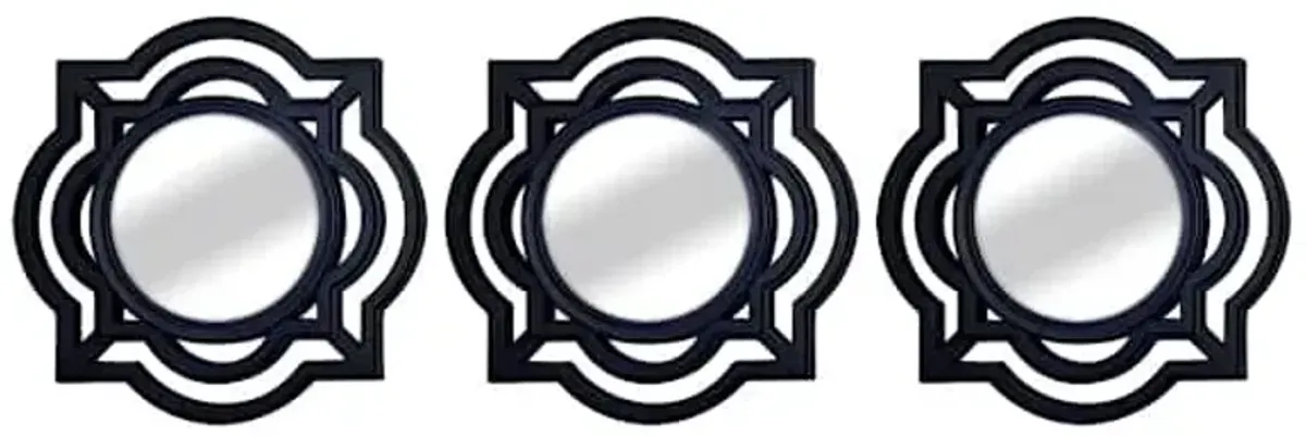 3-Piece Set Black Cloche Wall Mirrors, 10"