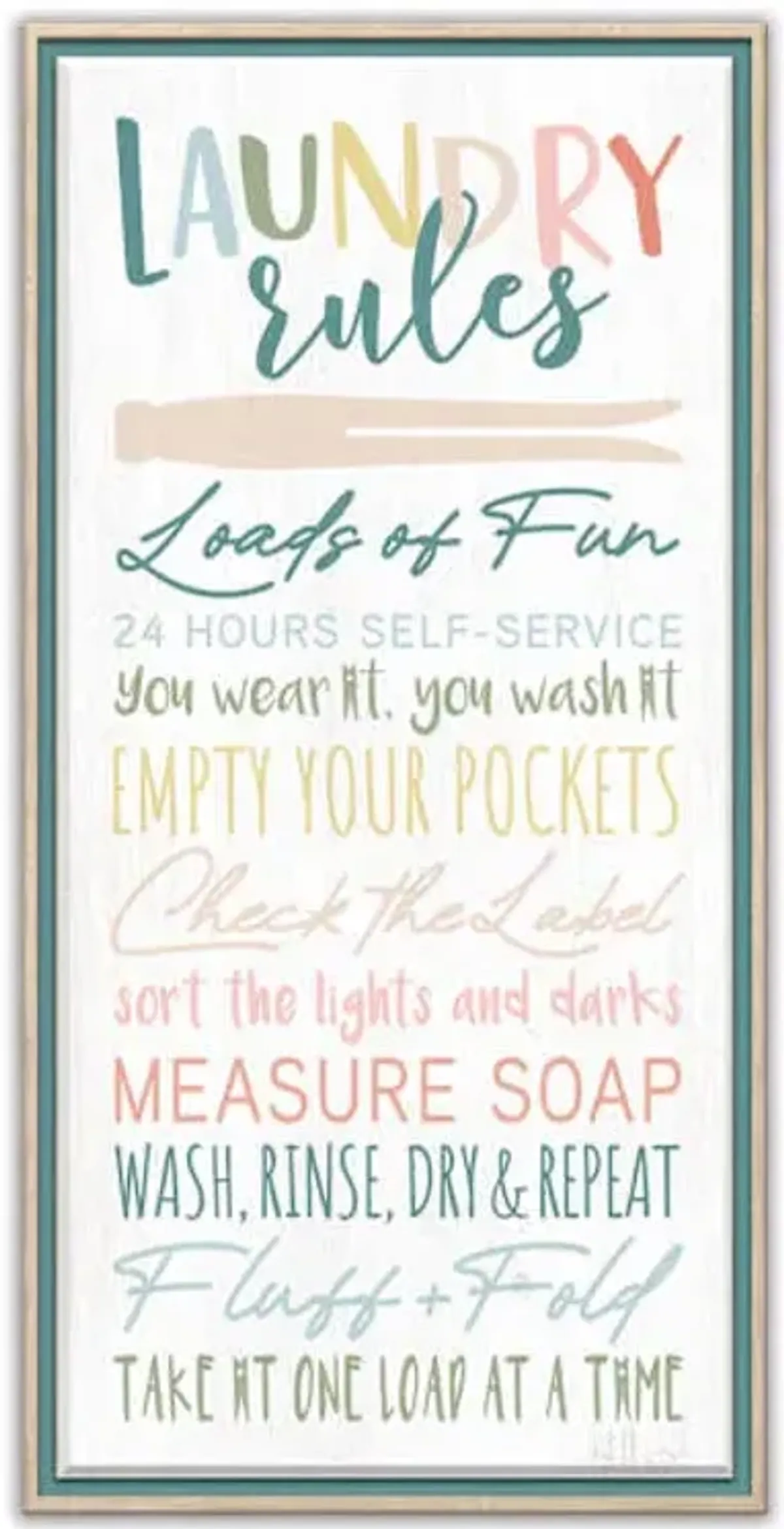 Laundry Rules Framed Canvas Wall Art, 12x14
