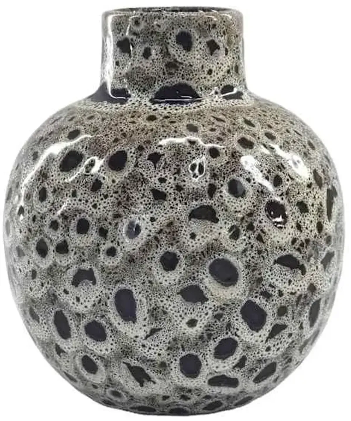 Black & Grey Ceramic Vase, 6.75"