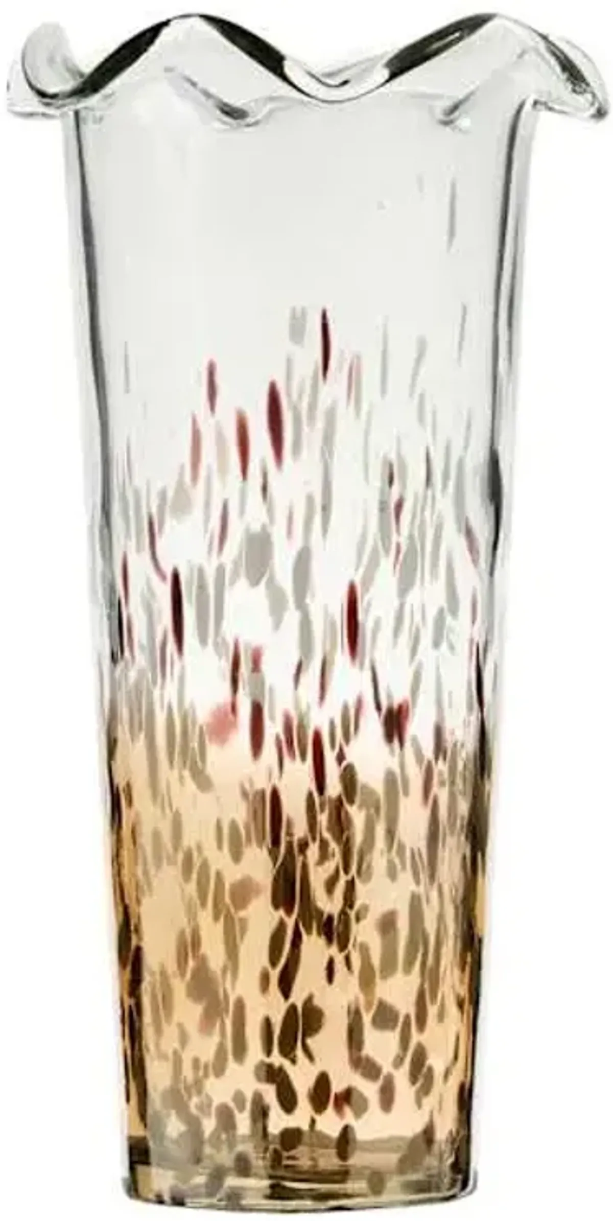 Brown & White Pie Crust Vase, 11"