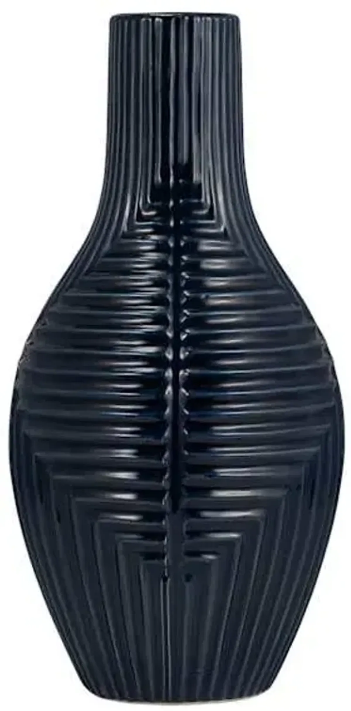 Navy Blue Ceramic Tribal Vase, 16"