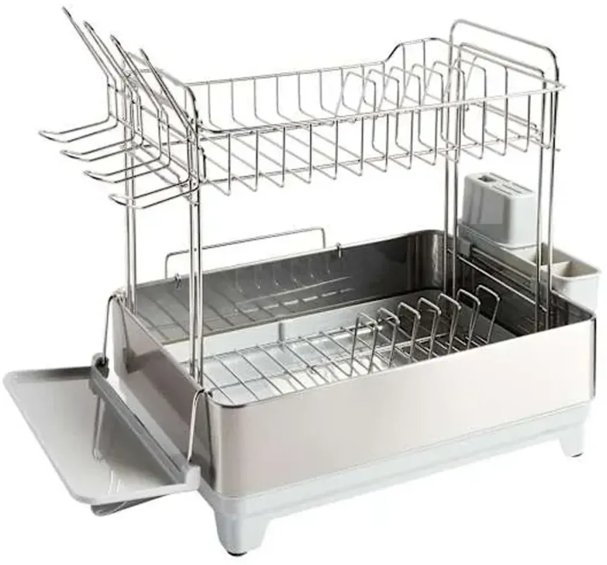 2-Tier Metal Dish Rack, Grey