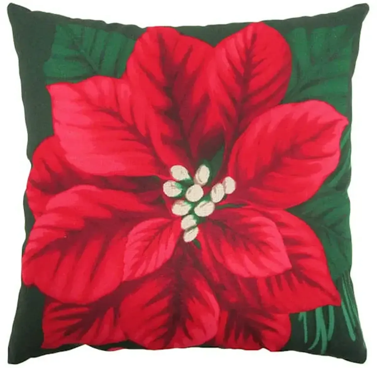 Poinsettia Square Outdoor Throw Pillow, 16"