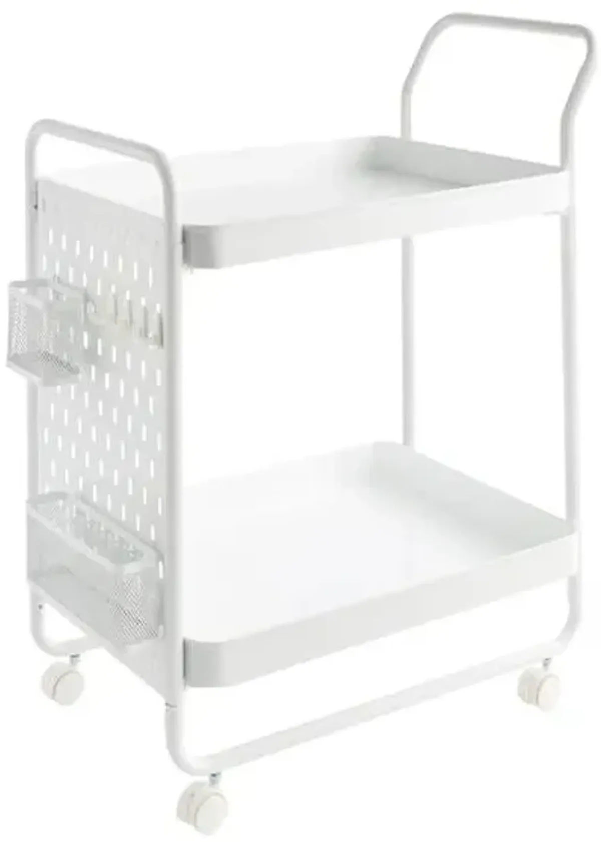 Peg Board Metal Storage Cart, White