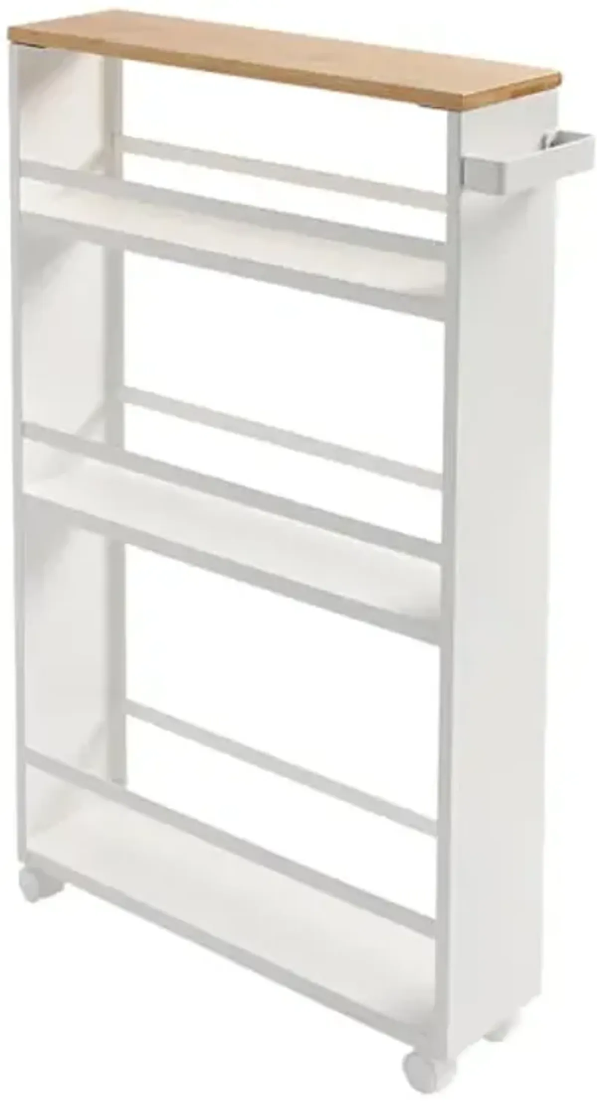 3-Shelf Slim Storage Cart with Bamboo Top, White