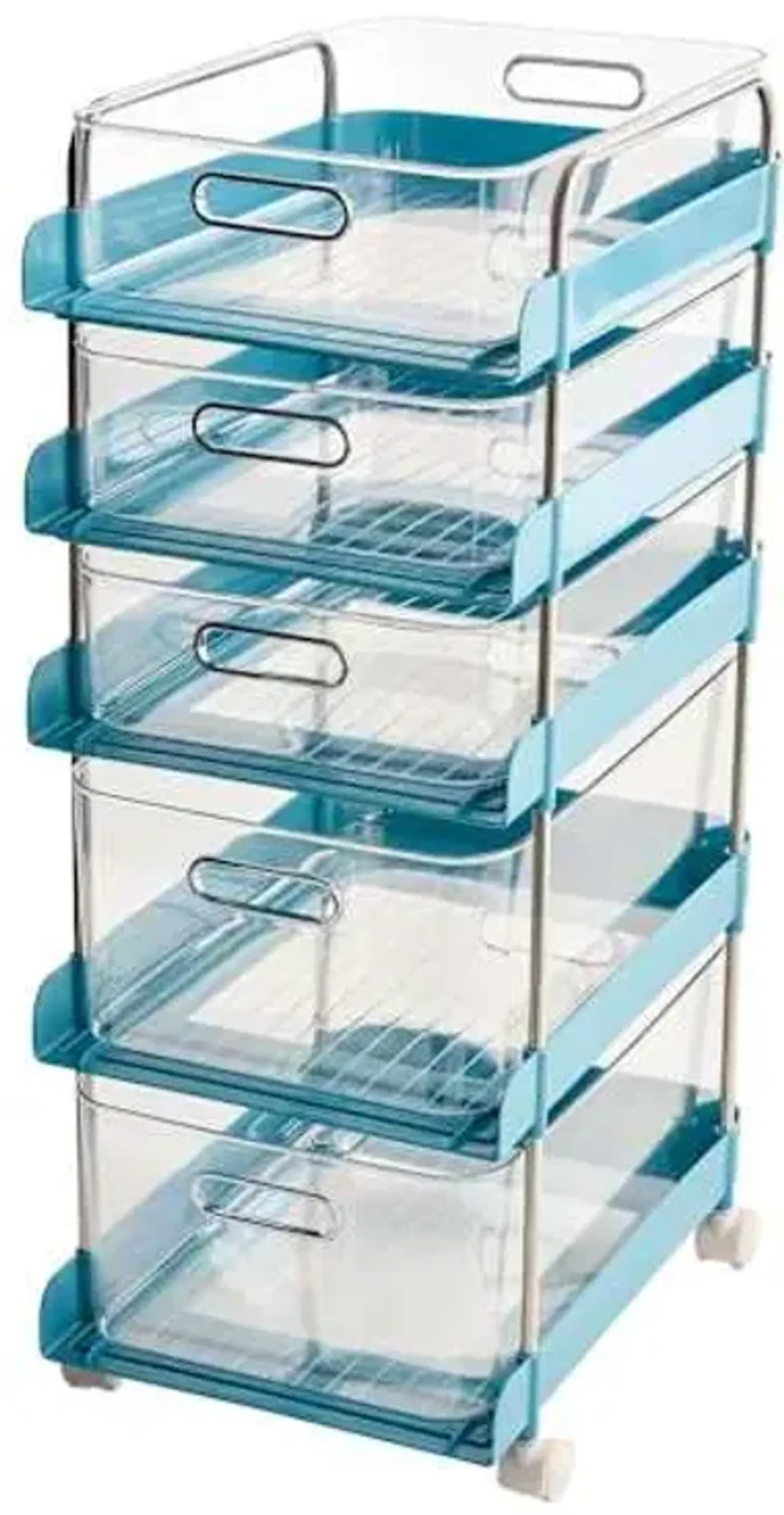 5-Drawer Acrylic Rolling Cart, Dark Blue