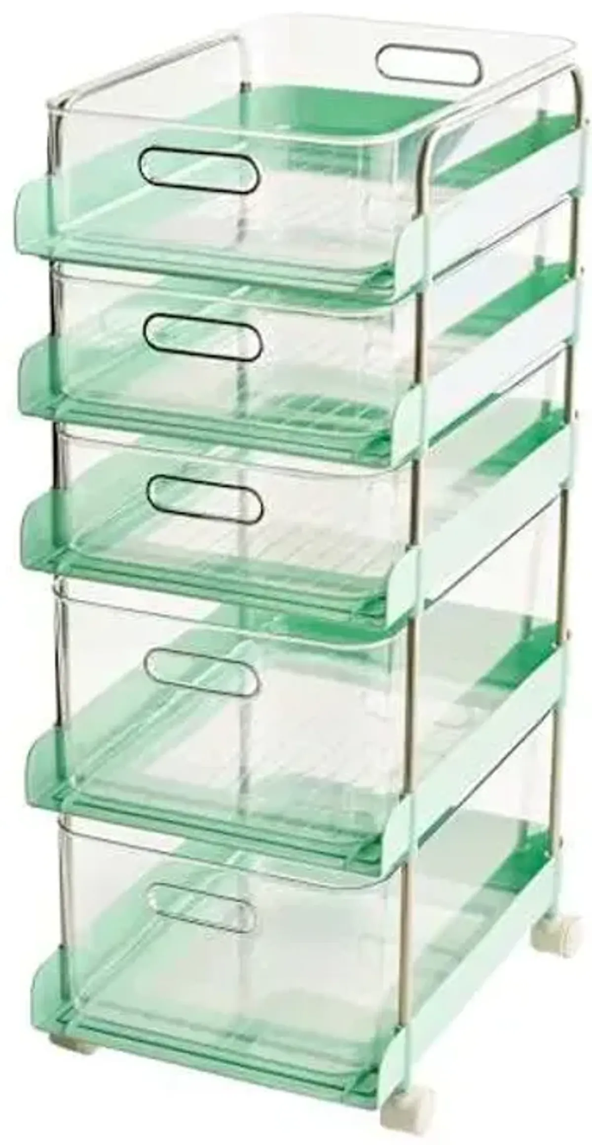 5-Drawer Acrylic Rolling Cart, Green