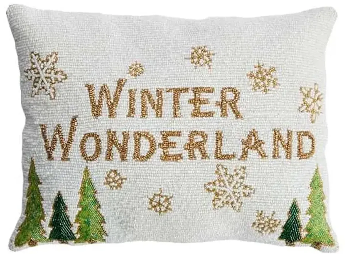 Winter Wonderland Beaded Throw Pillow, 12x16