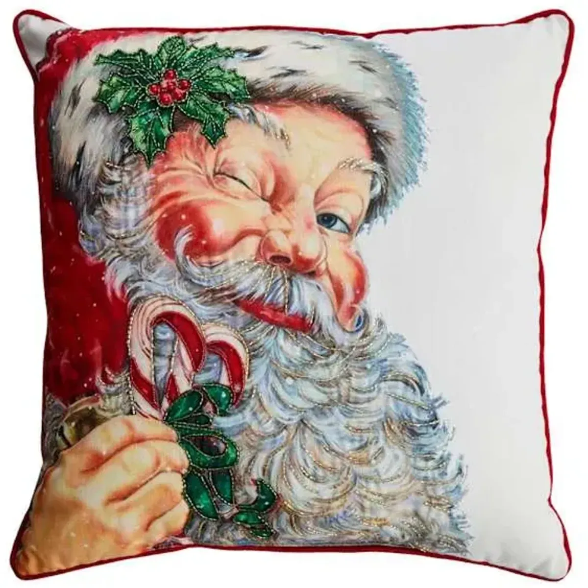 Winking Santa Printed Throw Pillow, 18"