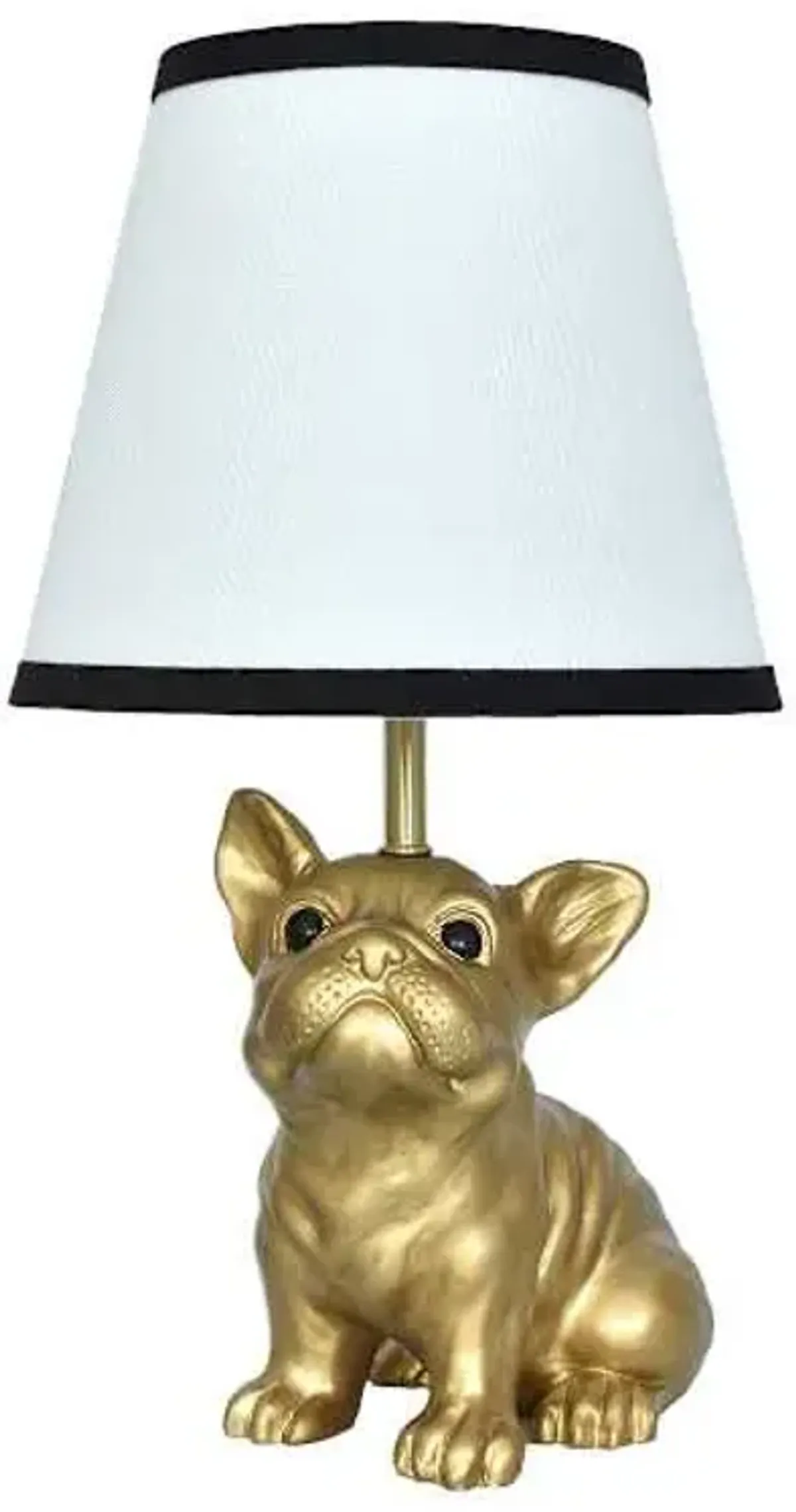 Gold Resin Frenchie Small Lamp with Trimmed Shade, 15"