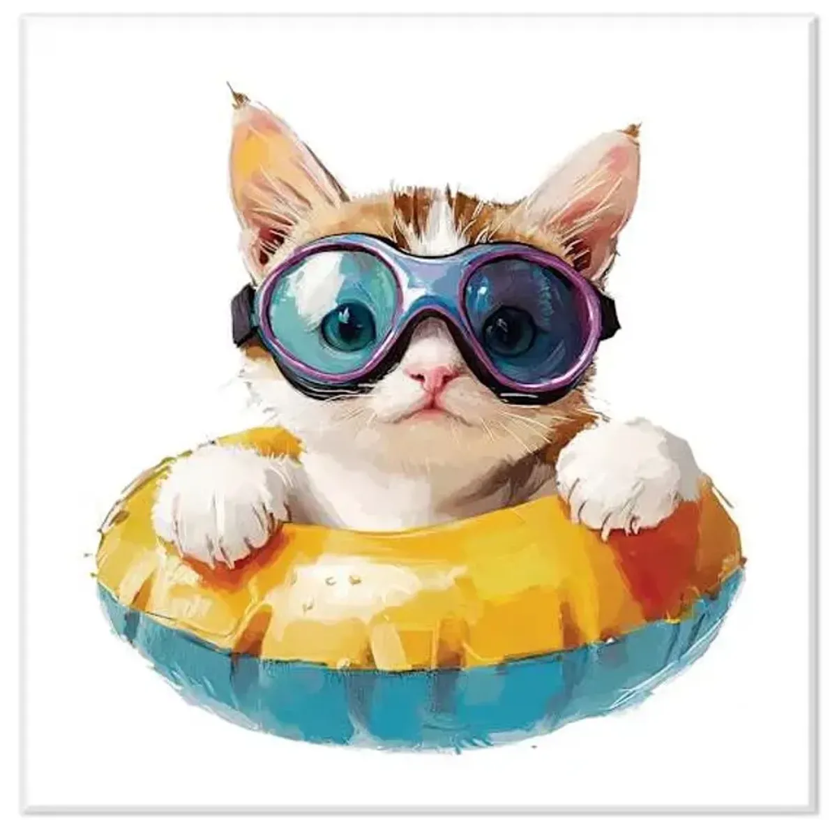 Kitten in Inner Tube Canvas Wall Art, 12"