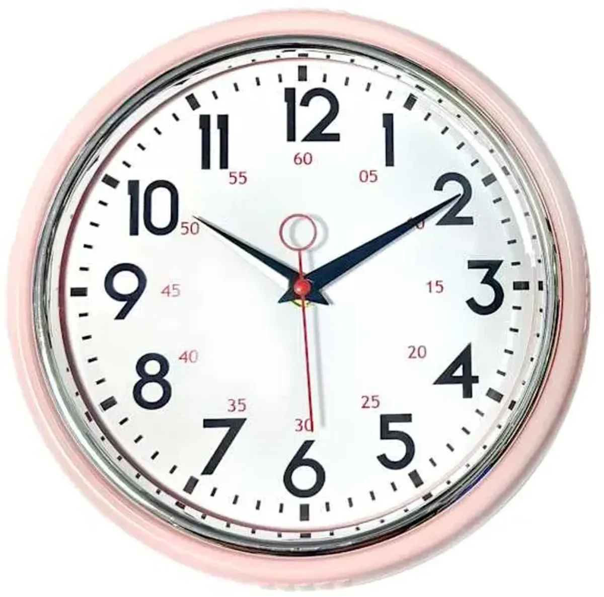 Light Pink Retro Wall Clock, 10"