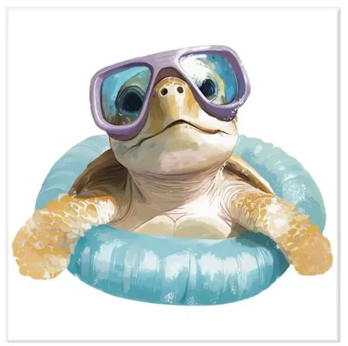 Turtle Floating About Canvas Wall Art, 12"