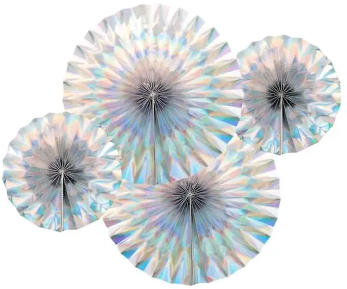 4-Count Paper Iridescent Small Fans