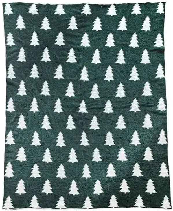 Green Christmas Tree Reversible Throw Blanket, 50x60
