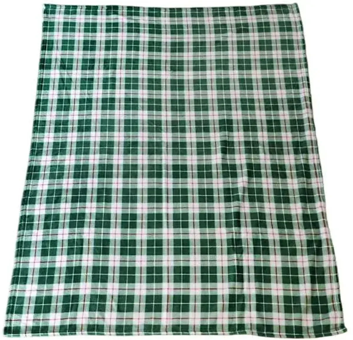 Green Plaid Printed Plush Throw Blanket, 50x60