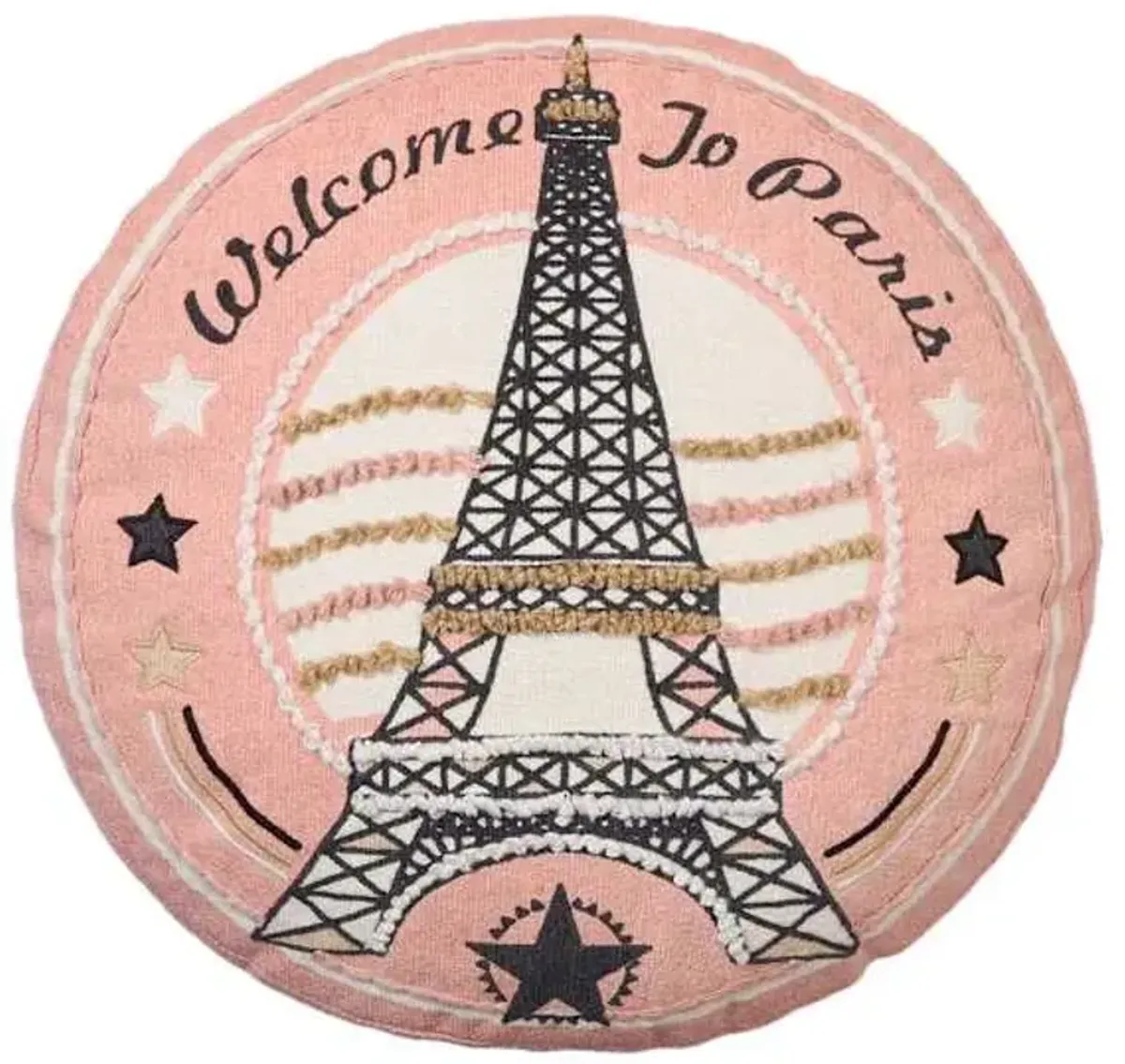 Welcome to Paris Round Throw Pillow, 16"