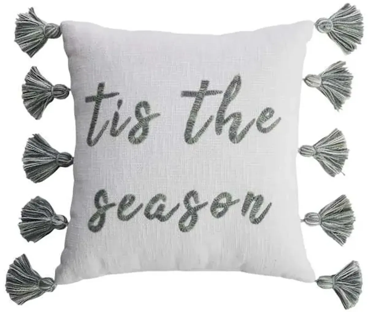 Tis The Season Embroidered Throw Pillow, 18"