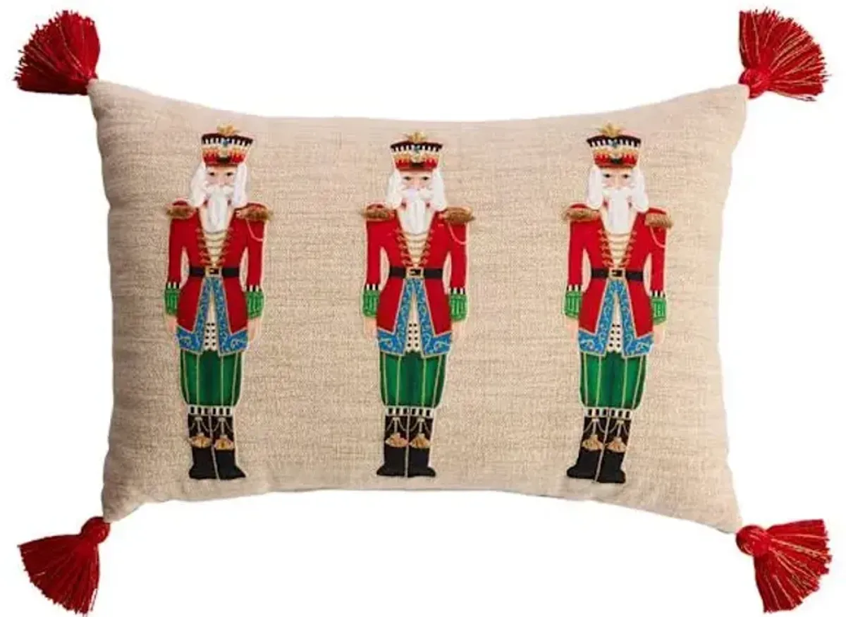 Nutcracker Trio Throw Pillow with Tassels, 14x20