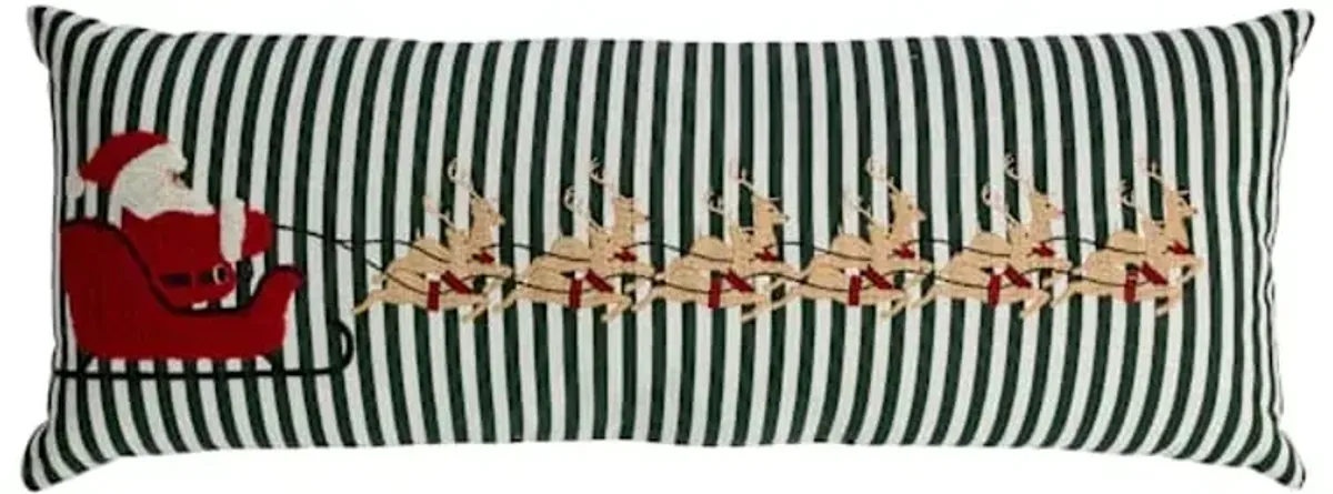 Santa & Reindeer Embroidered XL Oblong Throw Pillow, 4x36