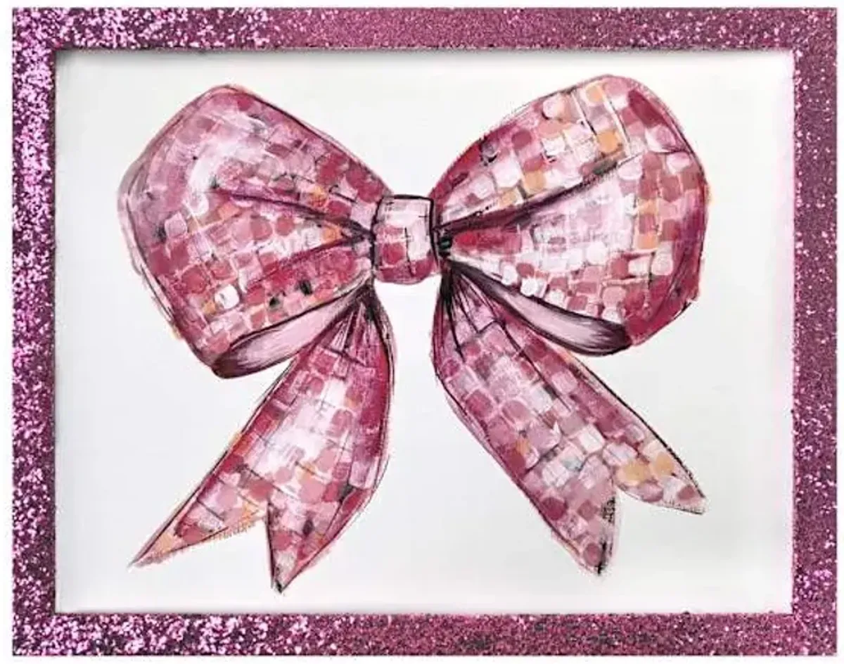 Glass Framed Glitter Disco Coquette Wall Art, 15x11